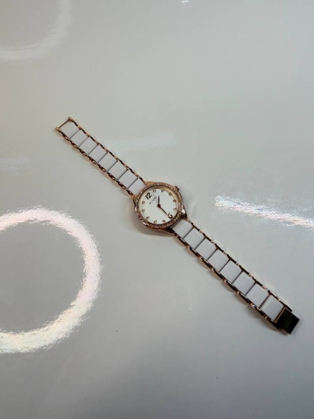 WLISTH Women’s Watch – Rose Gold & White Crystal Accent - Picture 7 of 16